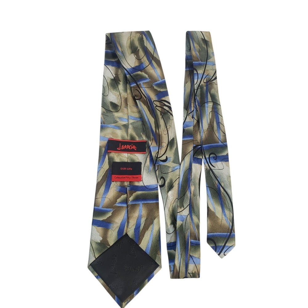 J Garcia 'Still Life' Mens Tie Necktie Designer‎ Luxury Green Blue Abstract #53